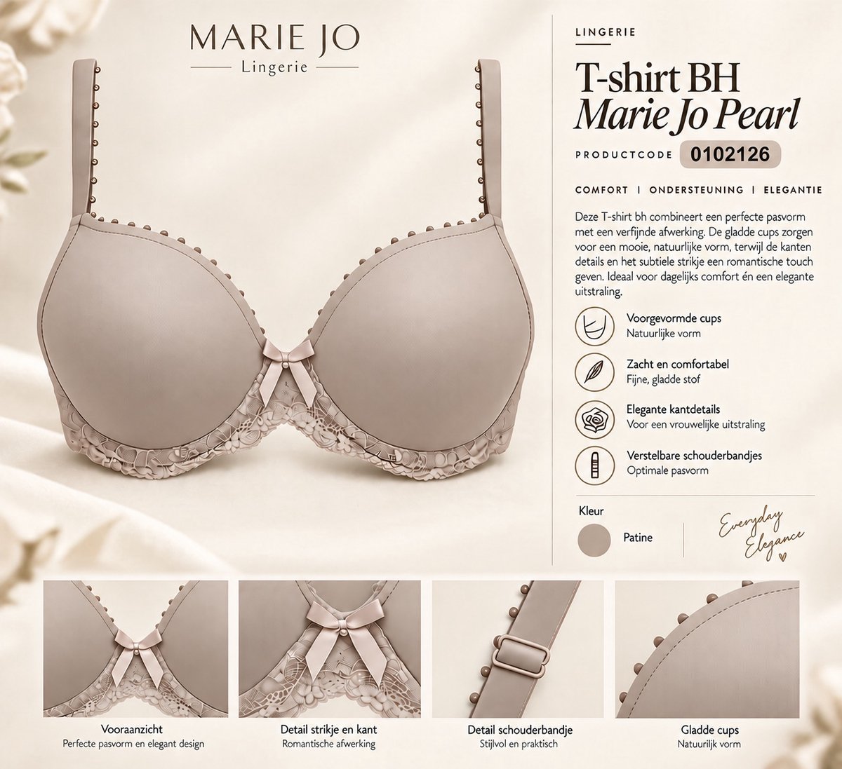 Marie Jo Pearl Voorgevormde Beugel Bh 0102126 Patine - maat EU 80D / FR 95D