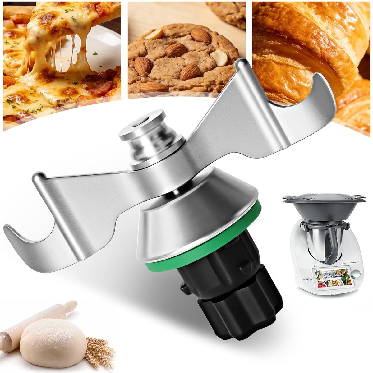 Deegmes Geschikt Voor Thermomix TM5 TM6 TM7 - Kneedmeskop - Deegkneedmes Van Roestvrij Staal - Antiaanbaklaag