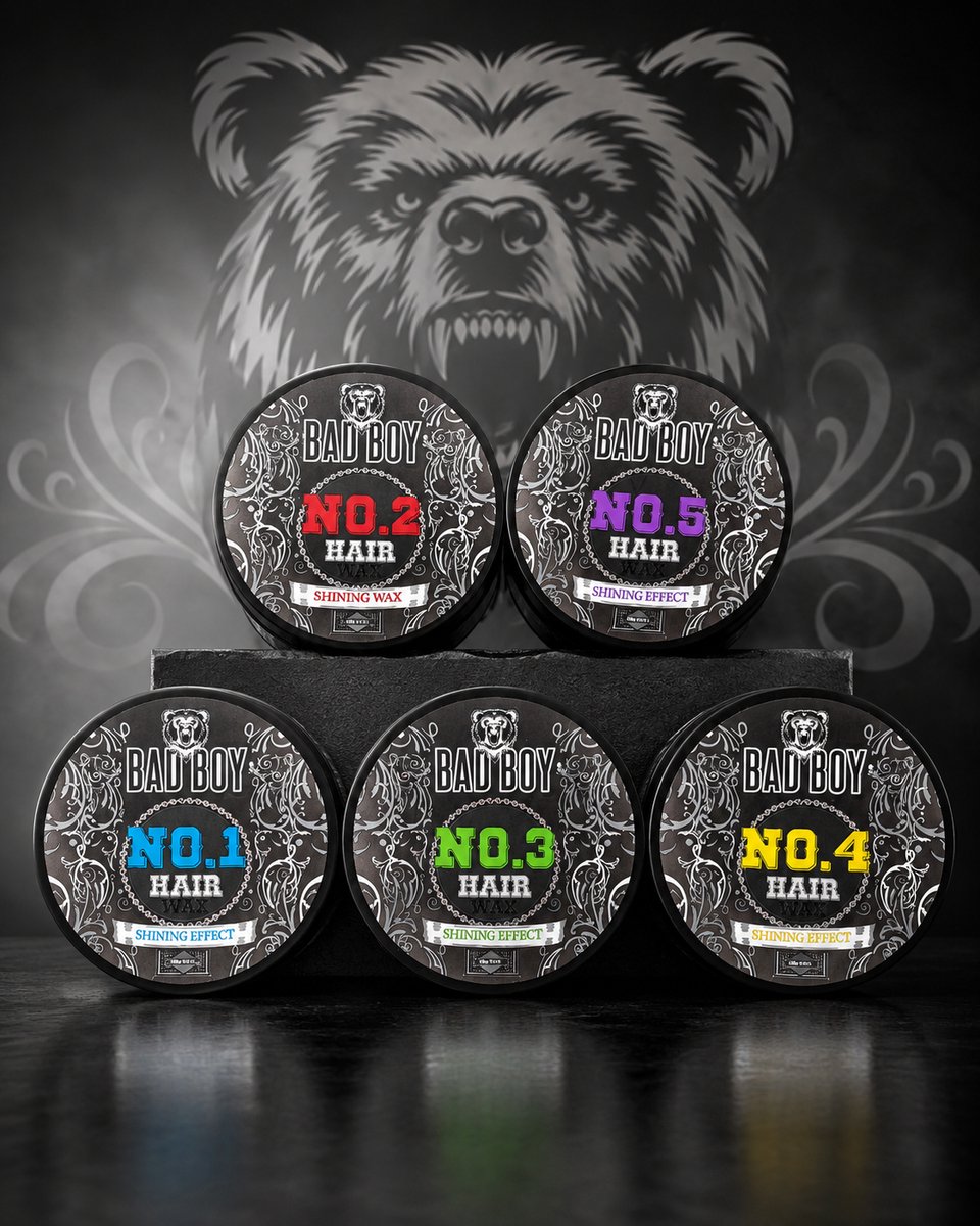 Bad Boy - Hair Wax - Shining Effect - No.1 & No.2 & No.3 & No.4 & No.5- 5x150 ml