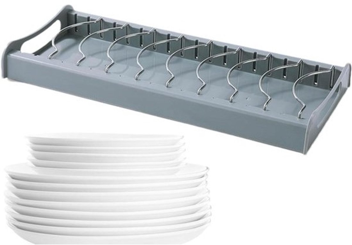 Afdruiprek Keuken - Bordenrek Droogrek - Aanrecht Organiseren - Hoge Capaciteit - 36.5 x 16.2 x 4.2 cm - Grijs
