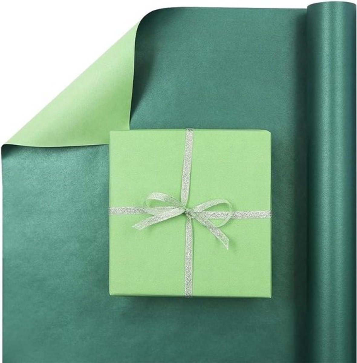 Inpakpapier Rol - Cadeaupapier Dubbelzijdig - Cadeaus Verpakken - Luxe Paremoer Design - 43x1000cm - Groenblauw