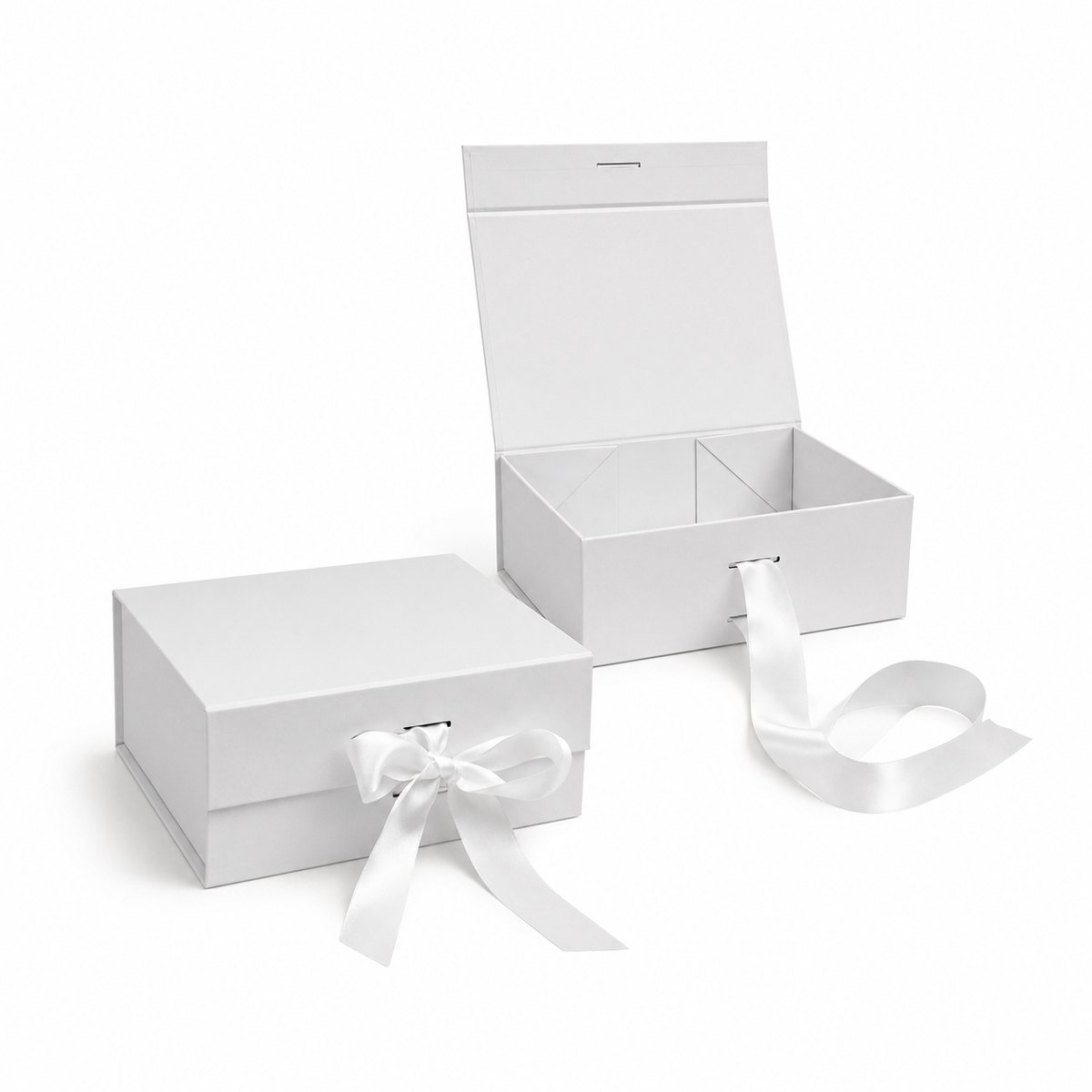 Cadeaudoos met deksel Wit - Giftbox met Magneetsluiting en Satijnen Lint - Luxe Geschenkdoos