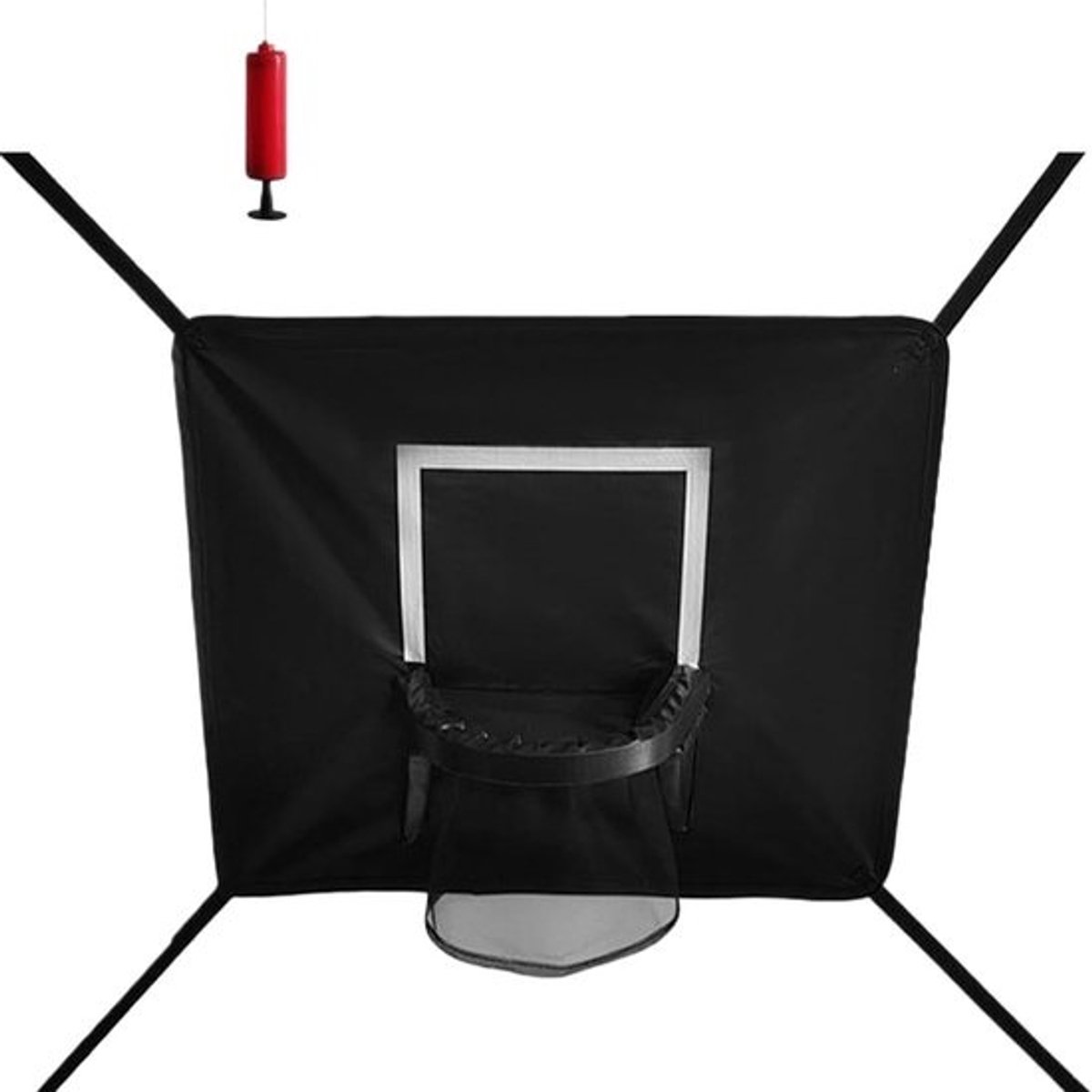 Trampoline basketbal set - Springspel kinderen - Actief buitenspelen - Verbeterde stabiliteit - 65 x 55 cm - Zwart