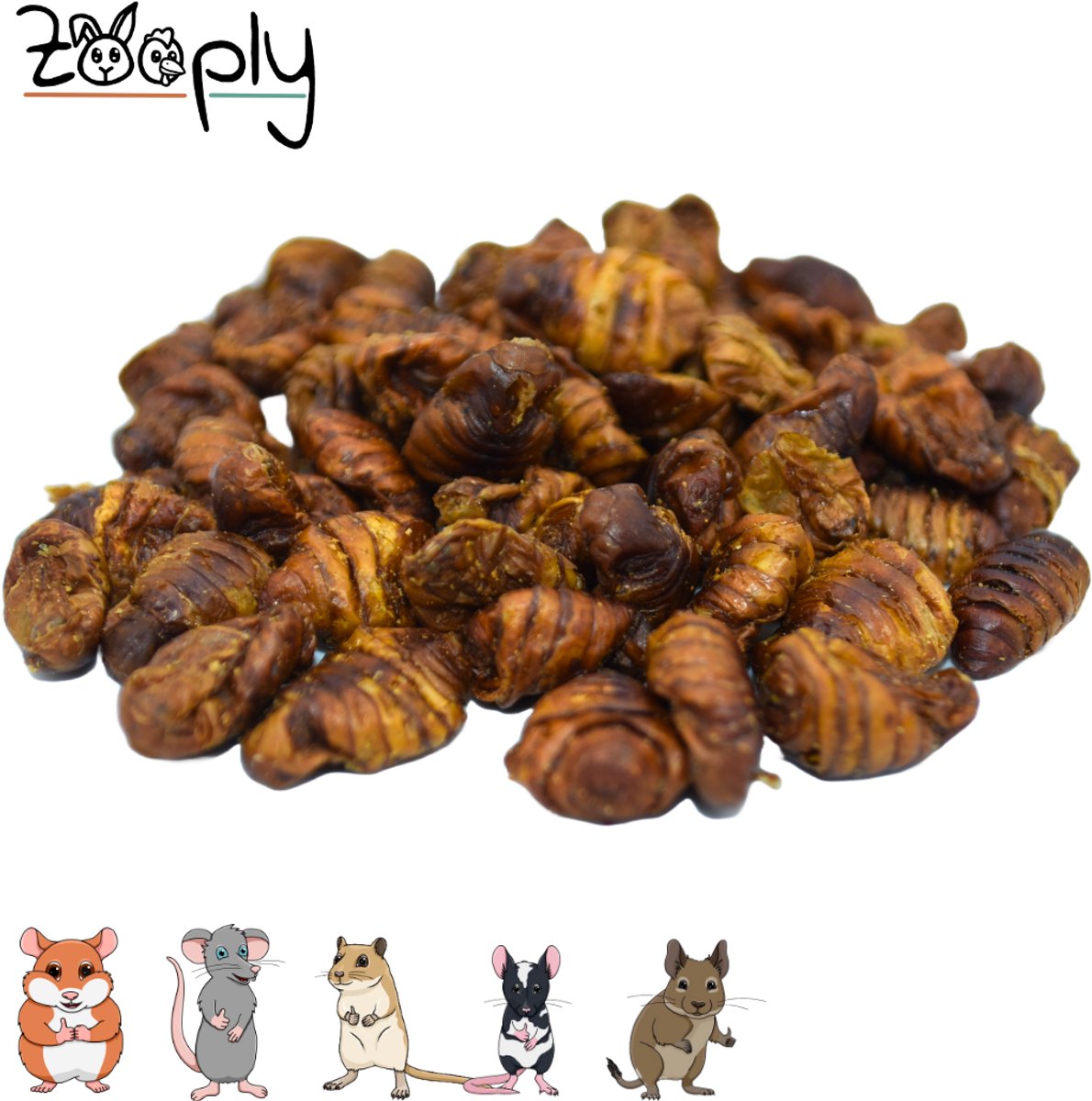 Zooply Zijderupsen - Kruiden & Snacks - 100% natuurlijk - Voor hamsters, gerbils & ratten - 150 gram