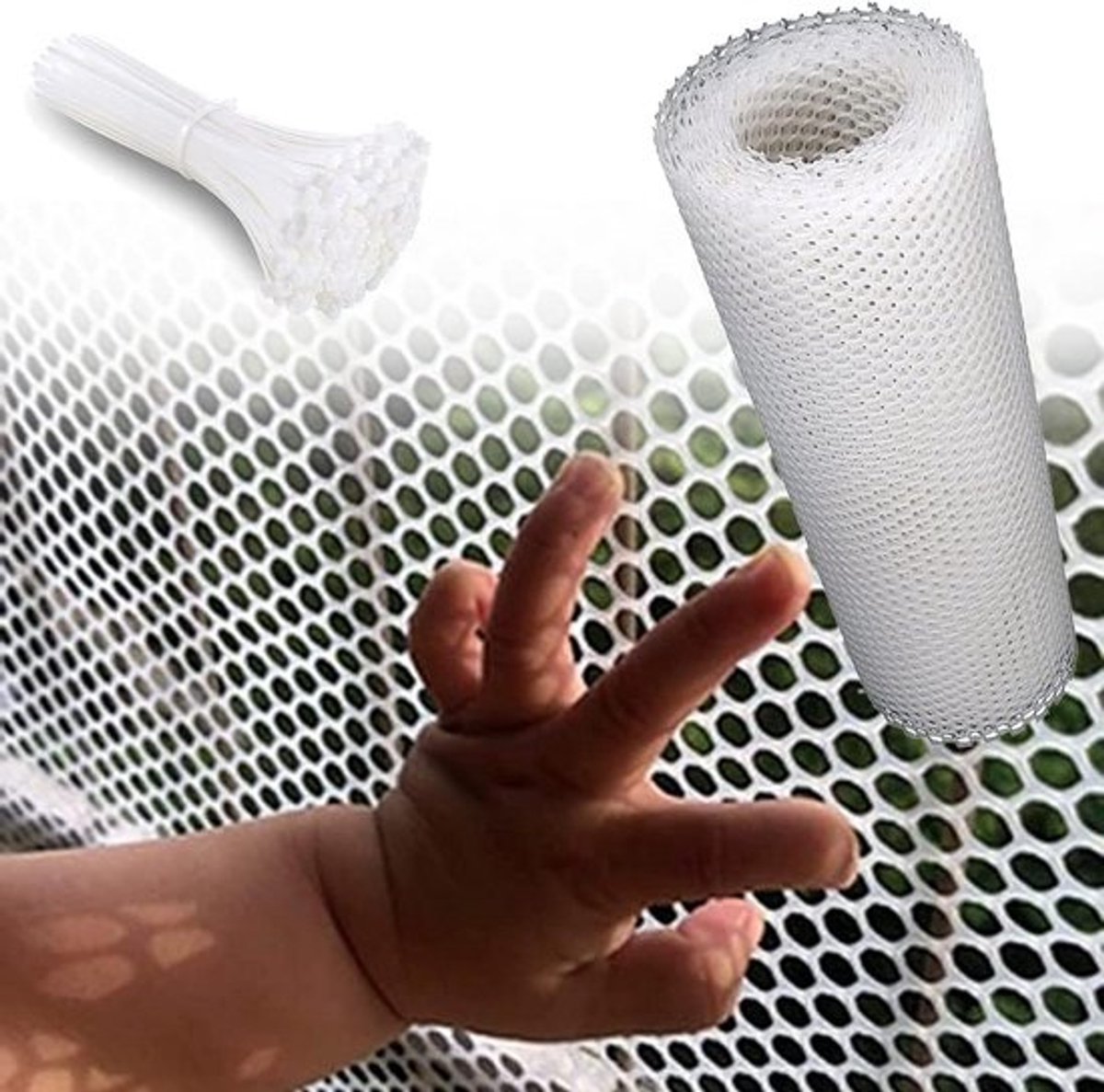 Veiligheidsnet Balkon - Huisdierhek Trappen - Kinderen Huisdieren Beschermen - Duurzaam PE Materiaal - 0.8 cm Gaas - Wit