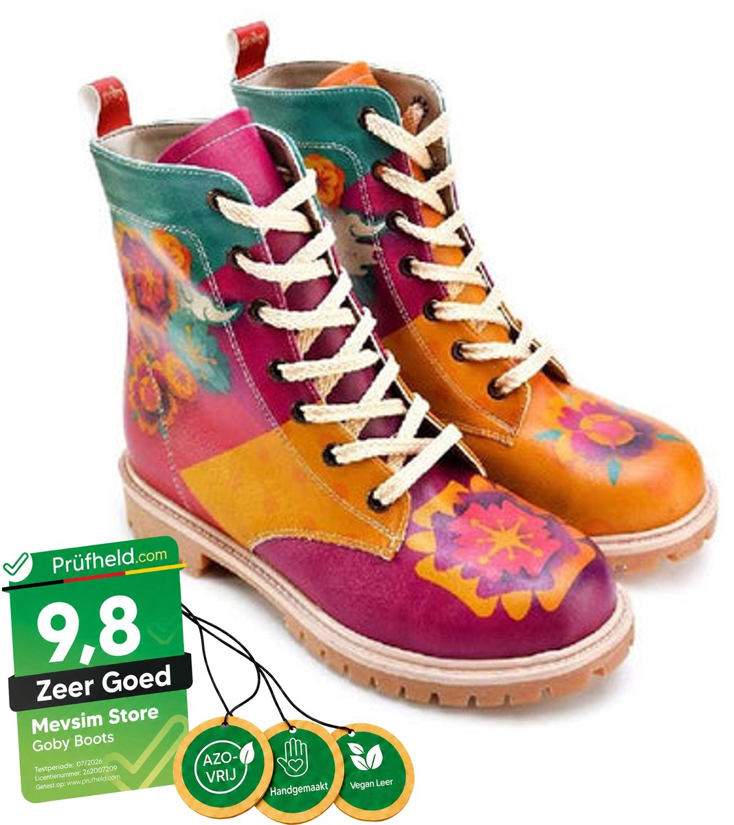 Goby Pink Sunset Dames Laarzen - Handmade - Vegan Leer - Maat 39