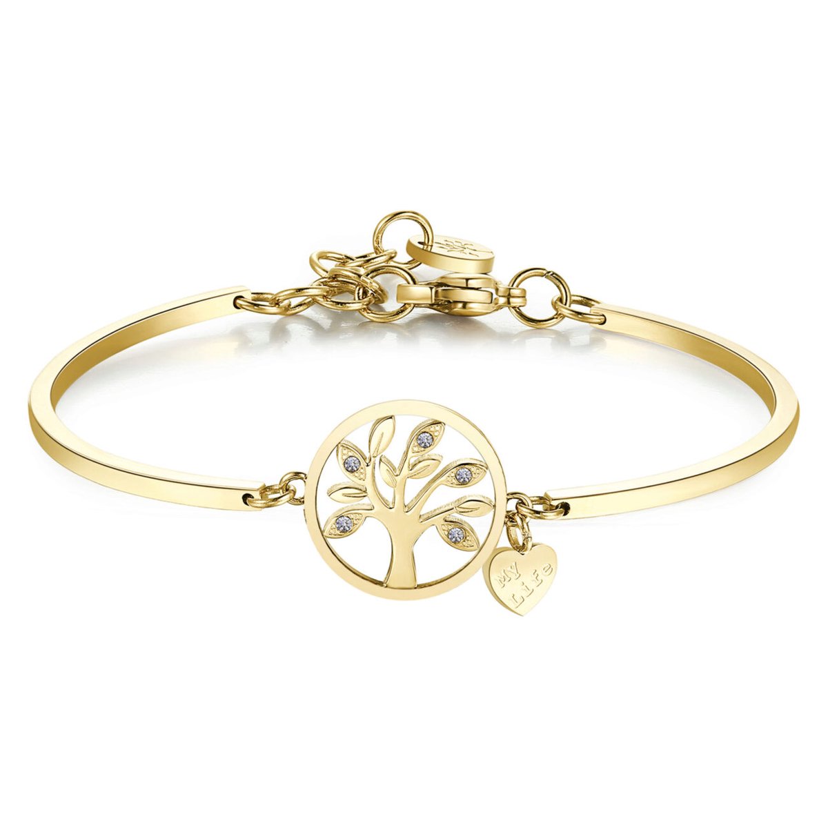 BROSWAY CHAKRA BHK400 GOLD-PLATED LEVENSBOOM ARMBAND MET KRISTALLEN 1 STUK