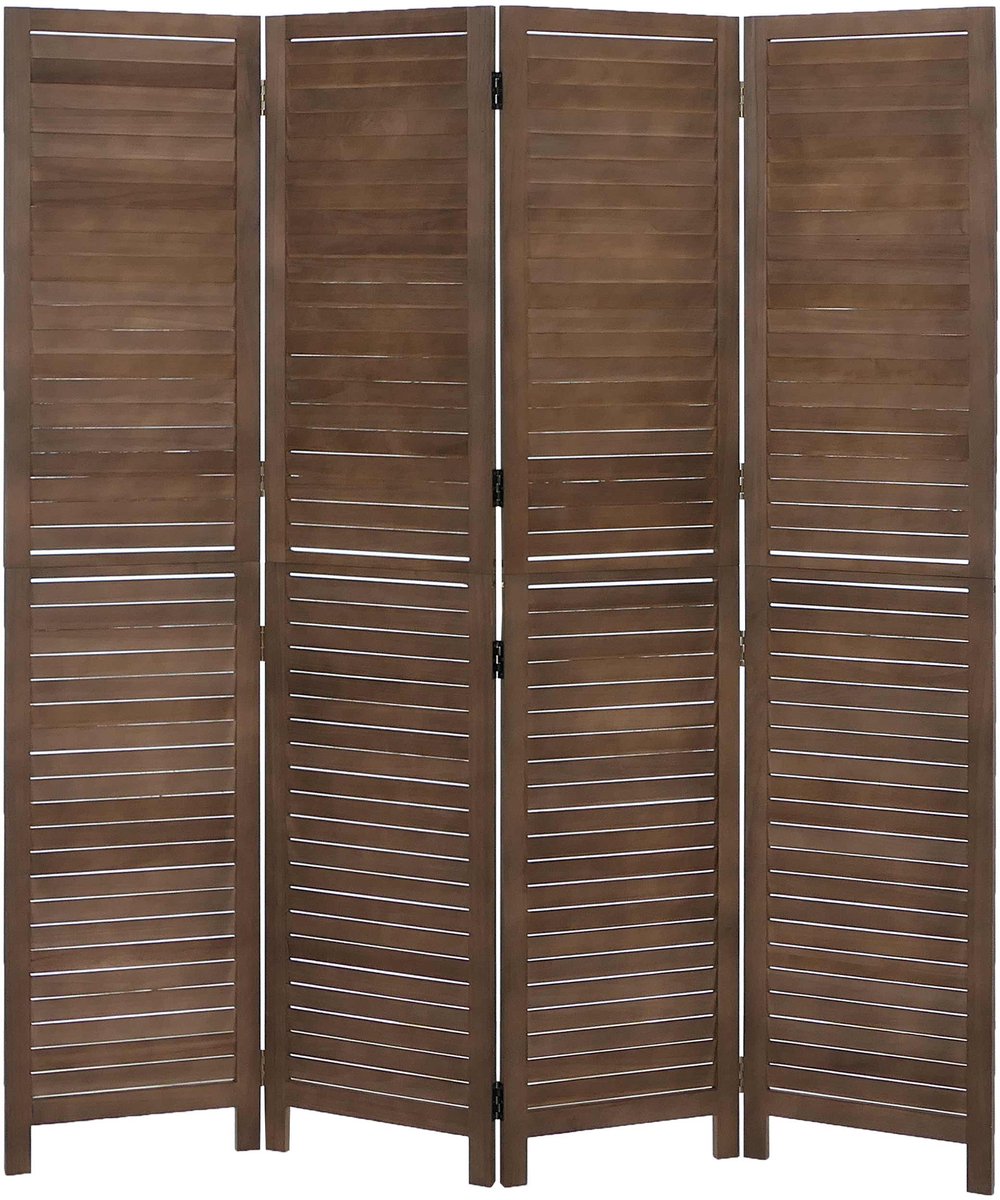 Kamerscherm MCW-C30b, ruimteverdeler, scheidingswand, zichtbescherming, vintage paulowniahout 180x161 cm ~ bruin