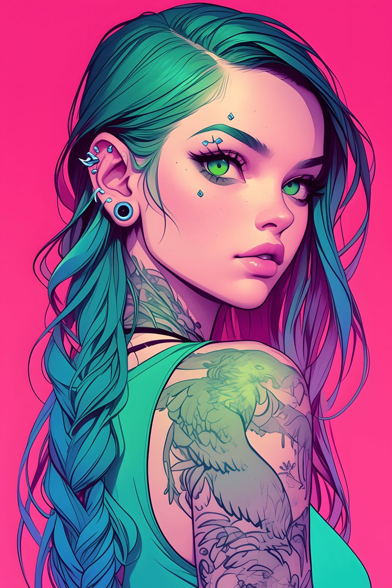Groenoogig Meisje Poster - Groenogige - Roze - Meisjes - Levendig - posters - formaat 30x40cm - Wanddecoratie - XS2513MT