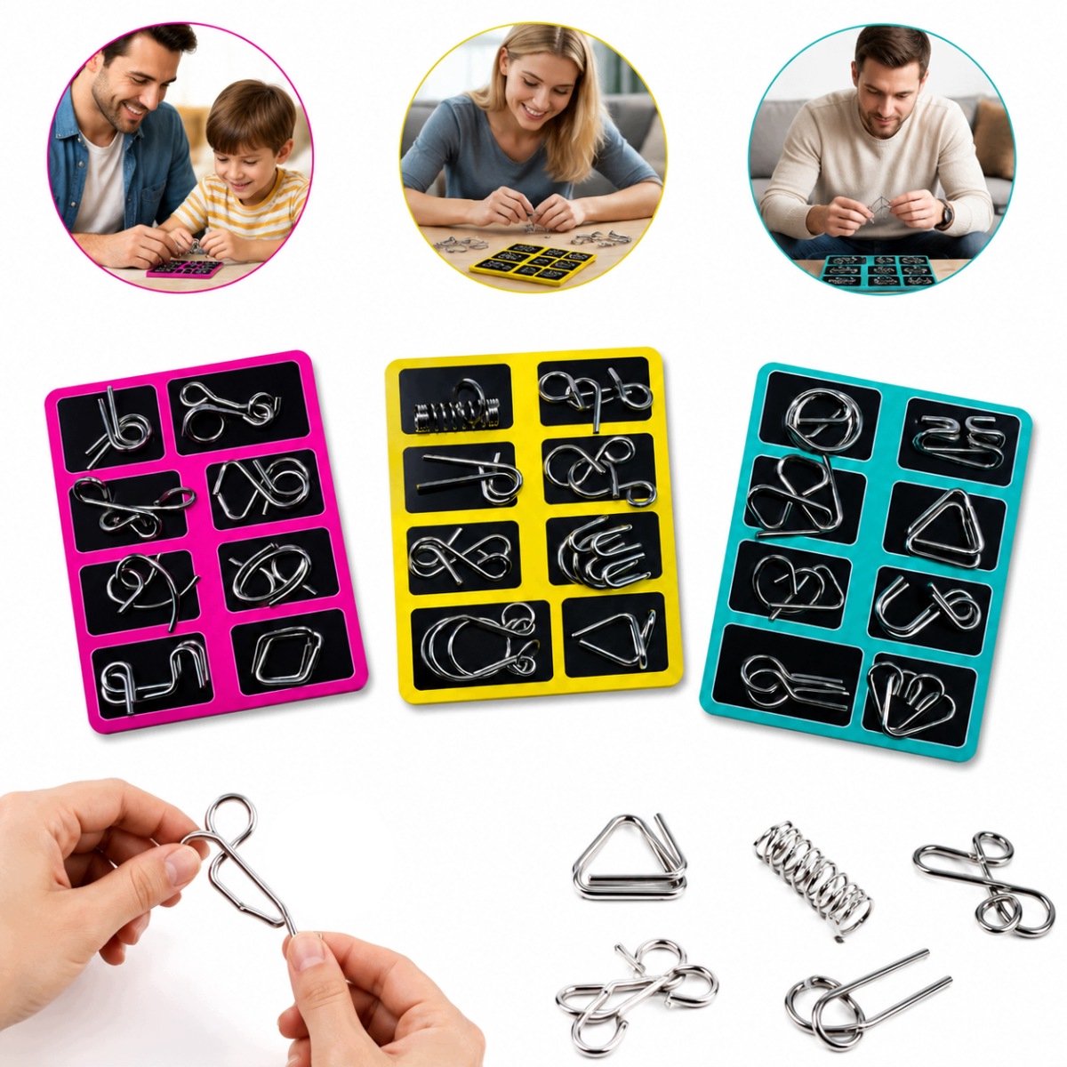 24 Stuks Metalen Puzzels Set - Hersenkrakers voor Kinderen en Volwassenen