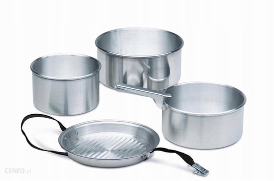 Merkloos Kampeer Kookset 4 Delig Aluminium met Antiaanbaklaag — afbeelding 3