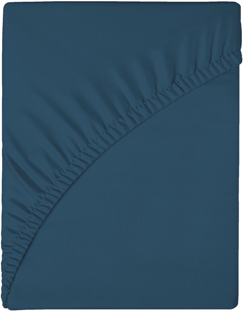 wyewye Hoeslaken voor 160 x 200 x 25 cm, microvezelstof, krimpt en vervaagt niet, donkerblauw