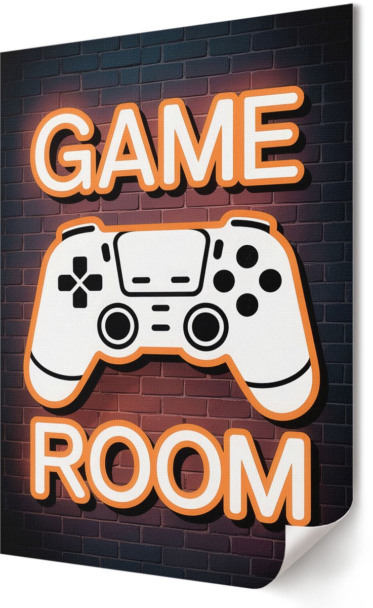 Coloray Polycanvas Wandposter - Neon-Controller, Typografie - 420 x 594 - Wit Wanddecoratie - Rechthoek - Wandkunstwerk - Woonkamer, Slaapkamer, Kantoor - Popcultuur