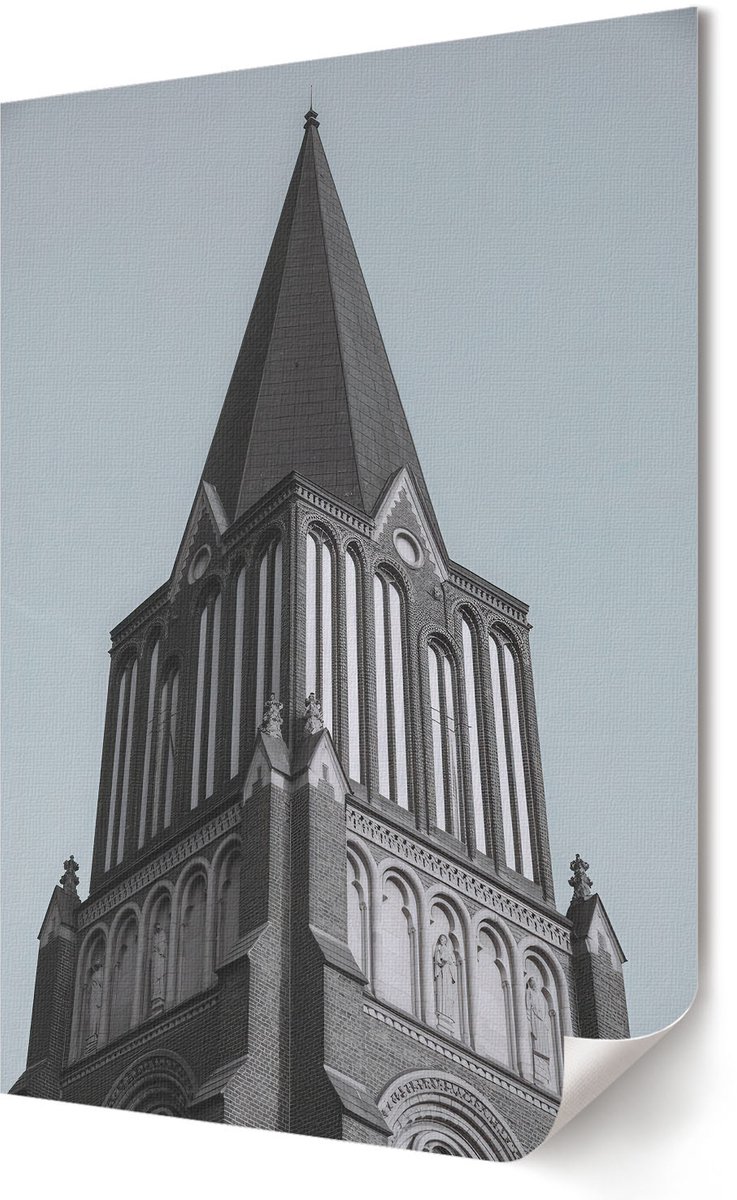 Coloray Polycanvas Wandposter - Gotische Toren, Fotografie - 420 x 594 - Grijs Motief - Rechthoek - Interieurdecoratie - Woonkamer, Slaapkamer, Kantoor - Klassiek