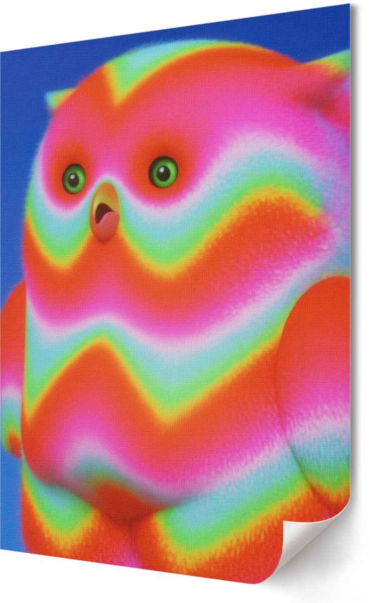 Coloray Polycanvas Poster - Kleurrijk Dier, Illustratie - 420 x 594 - Roze Kunst - Rechthoek - Muurdecoratie - Woonkamer, Slaapkamer, Kantoor - Popcultuur