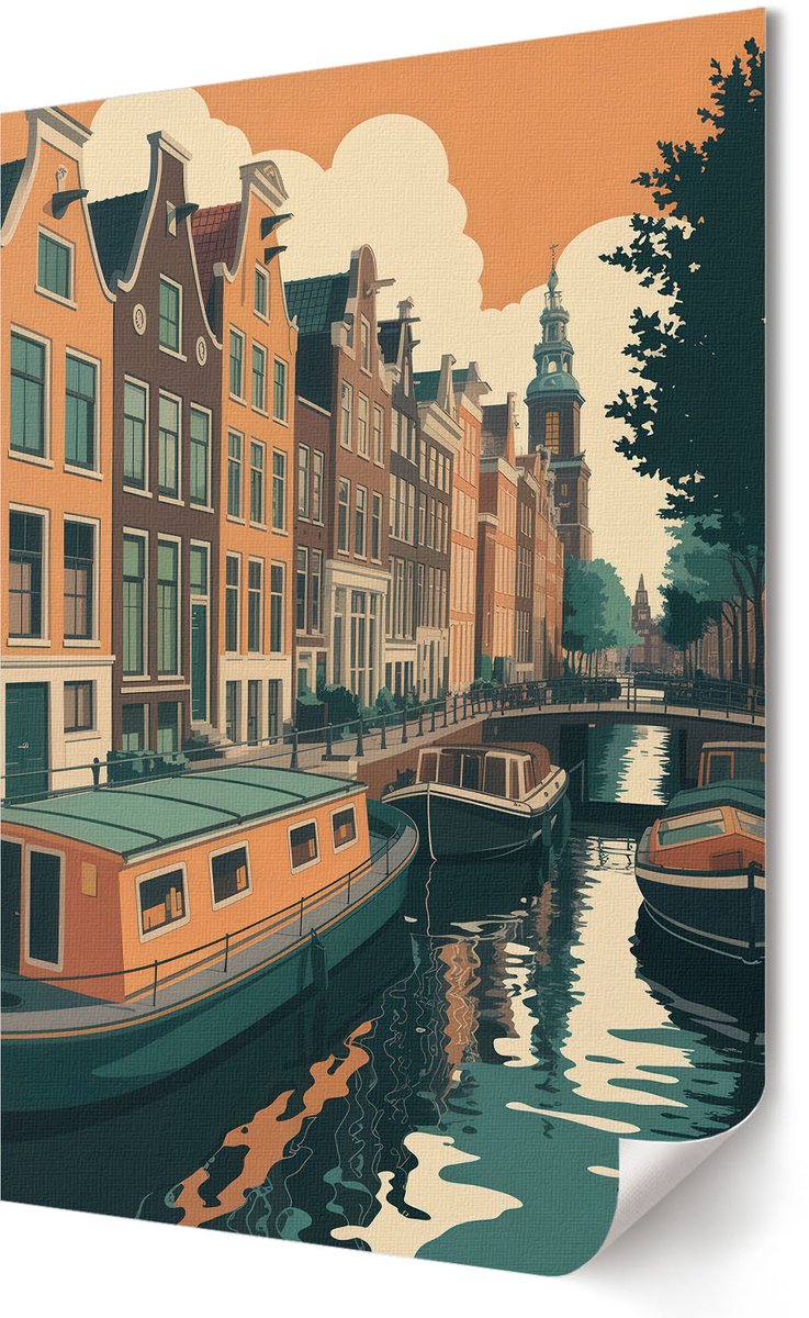 Coloray Polycanvas Poster - Stadskanaal, Illustratie - 420 x 594 - Oranje Illustratie - Rechthoek - Wandkunst - Woonkamer, Slaapkamer, Kantoor - Modern