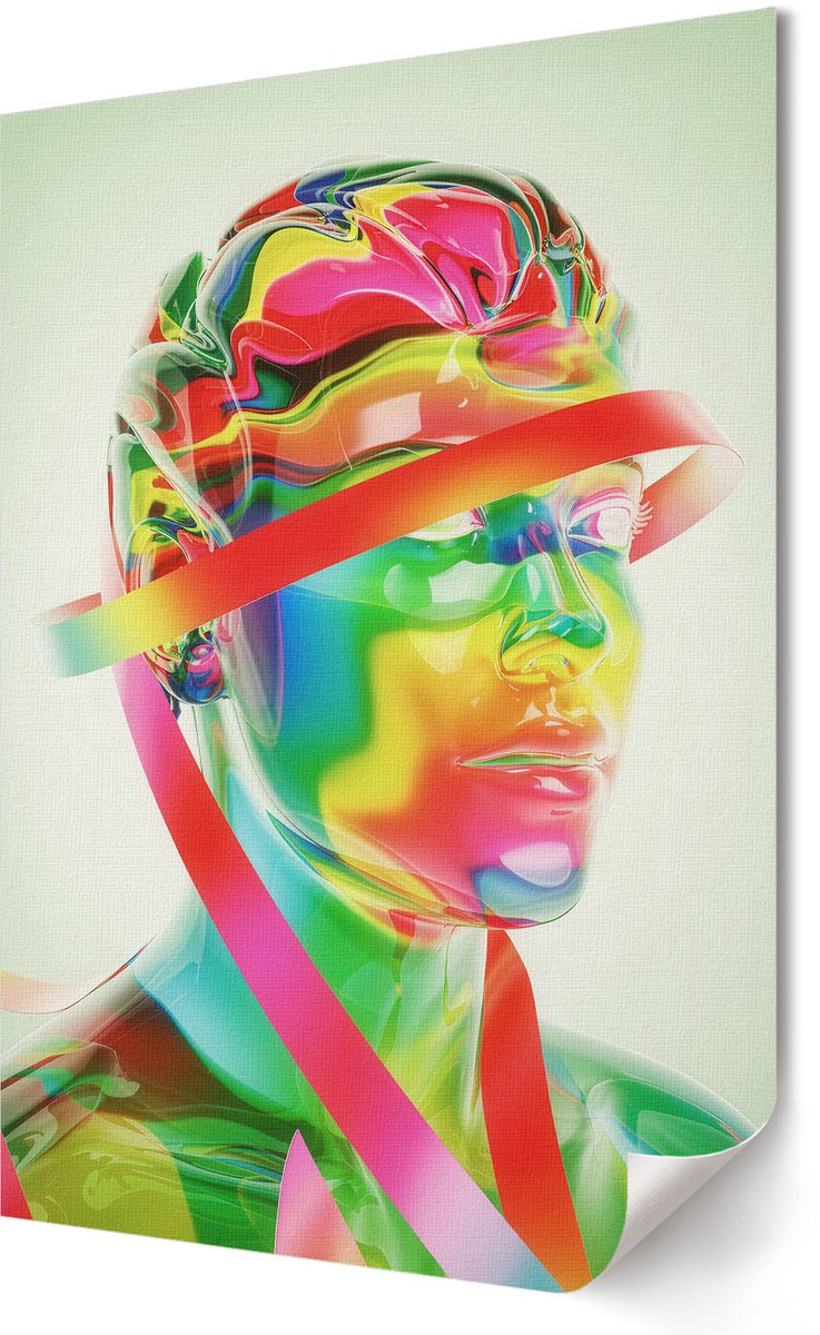 Coloray Polycanvas Wandposter - Kleurrijke Abstractie, Illustratie - 420 x 594 - Roze Poster - Rechthoek - Interieurdecoratie - Woonkamer, Slaapkamer, Kantoor - Modern