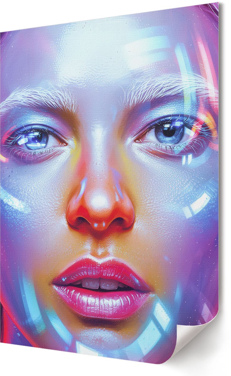 Coloray Polycanvas Wandposter - Futuristisch Portret, Fotografie - 420 x 594 - Blauw Motief - Rechthoek - Muurkunst - Woonkamer, Slaapkamer, Kantoor - Modern