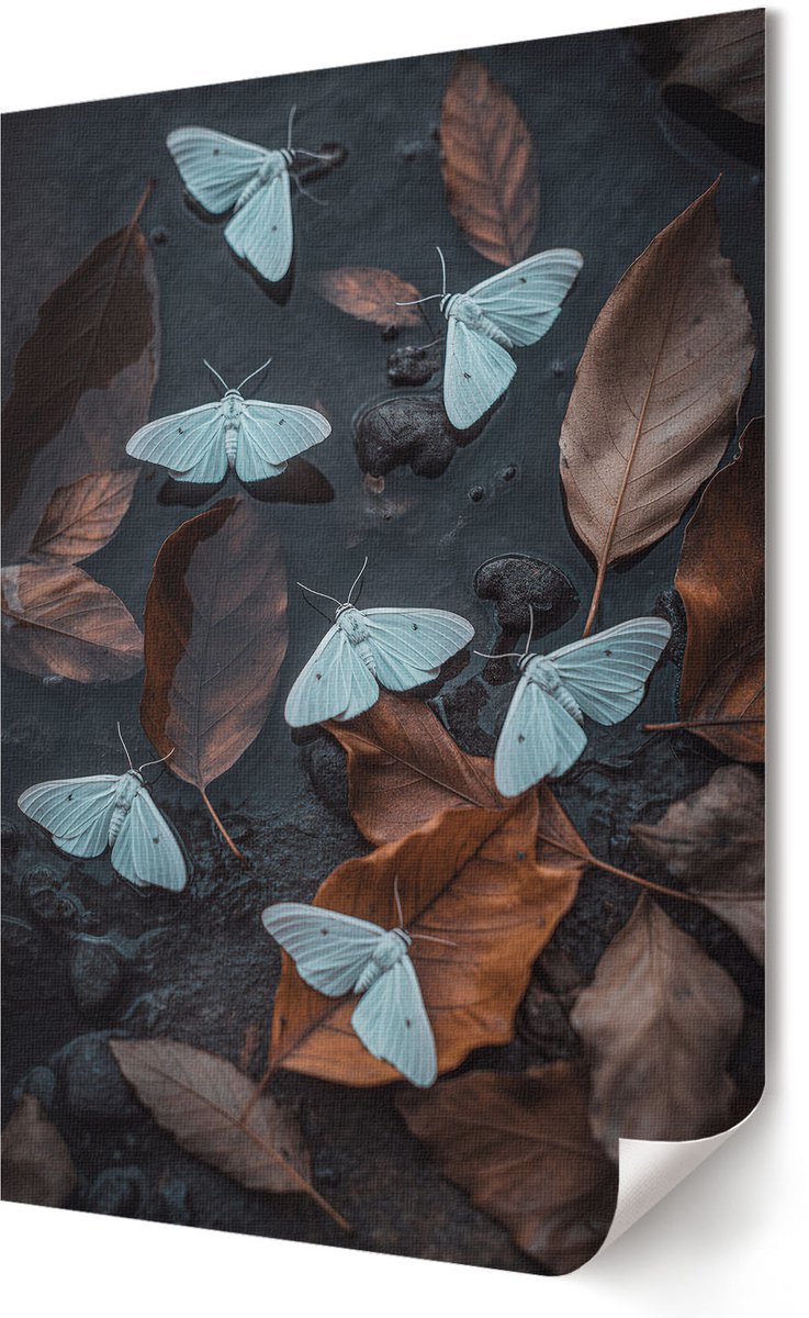Coloray Canvas Poster Polycanvas - Witte Motten, Fotografie - 594 x 840 - Bruin Poster - Rechthoek - Decoratieve poster - Kantoor - Expressief