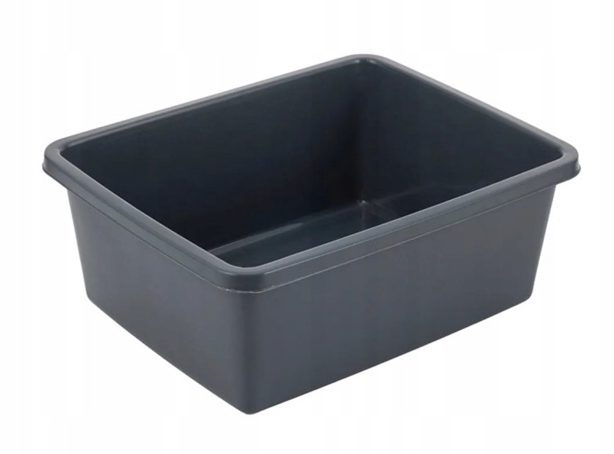 Rechthoekige Plastic Wasbak 8L - Grijs, Sterk & Veelzijdig