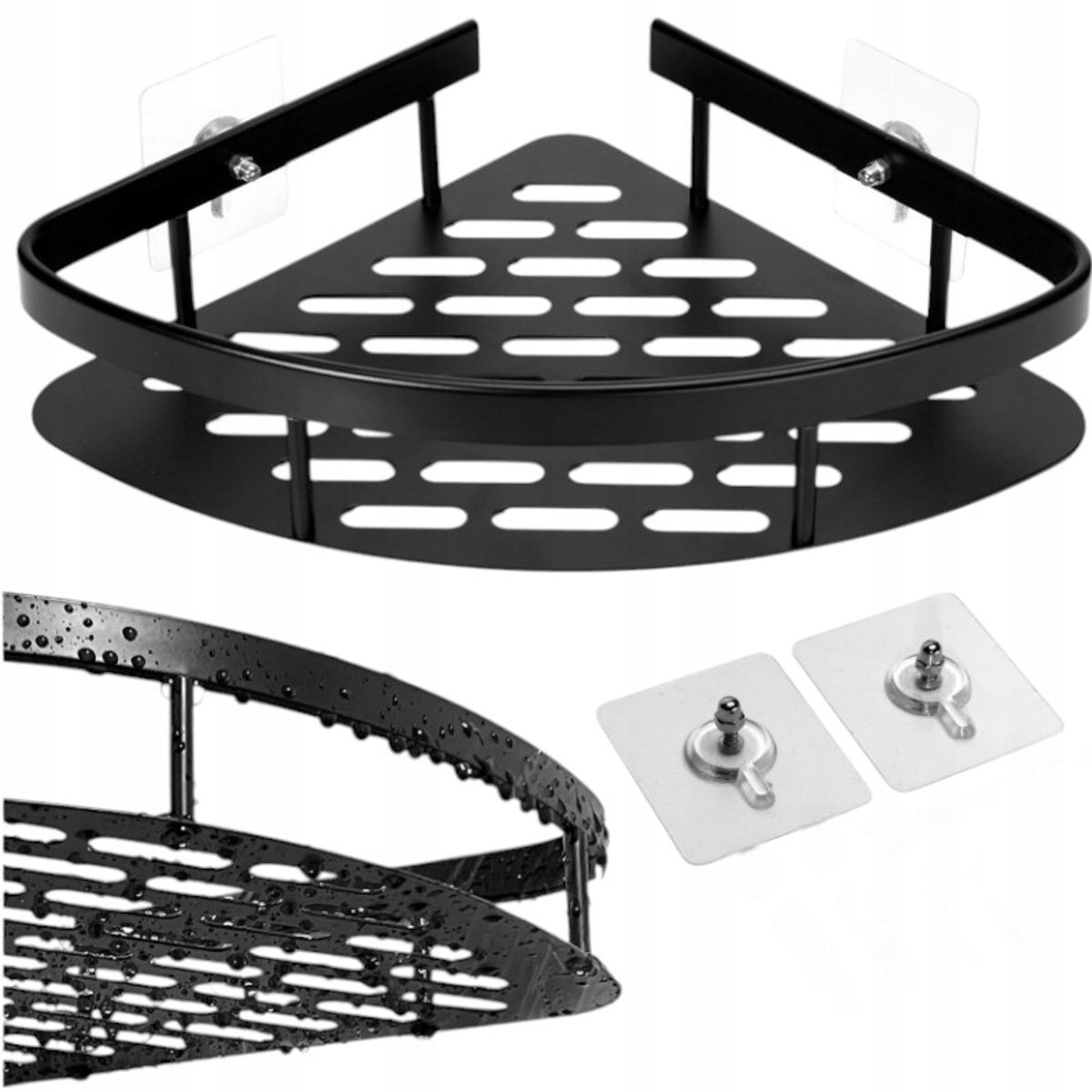 Zwarte Aluminium Nooddouche Hoekplank - Stevig & Mat Zwart