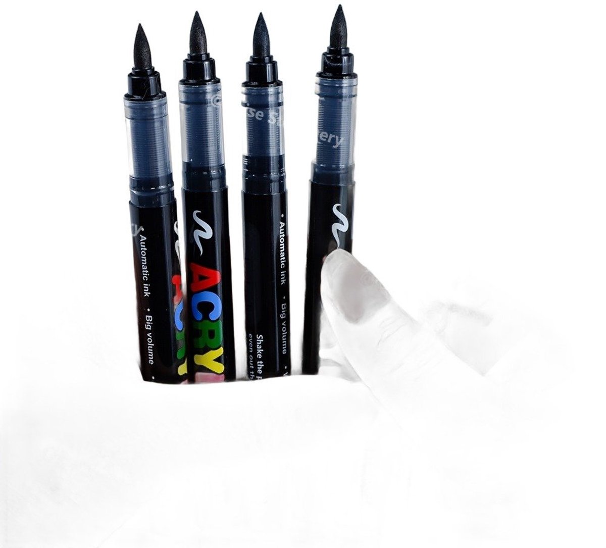 Currero Aquamarkers - Twinmarkers - Brushpennen - Stiften - Markeerstiften Op Waterbasis - Dual Tip - Tekenen En Kleuren - 4 Zwart 2 Wit
