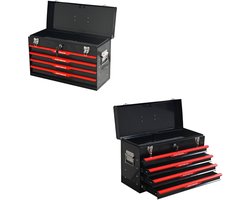 MODFU - Gereedschapskoffer - Met 4 Lades En Deksel - Metaal - Zwart - 53,2 X 22,3 X 34,5 Cm