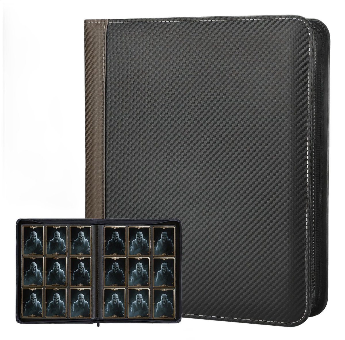 Currero Toploader Binder - Verzamelmap Kaarten - Geschikt voor Pokemon - 4 Pocket - 9 Pocket - 12 Pocket - Trading Card Map - Toploadermap - Bruin