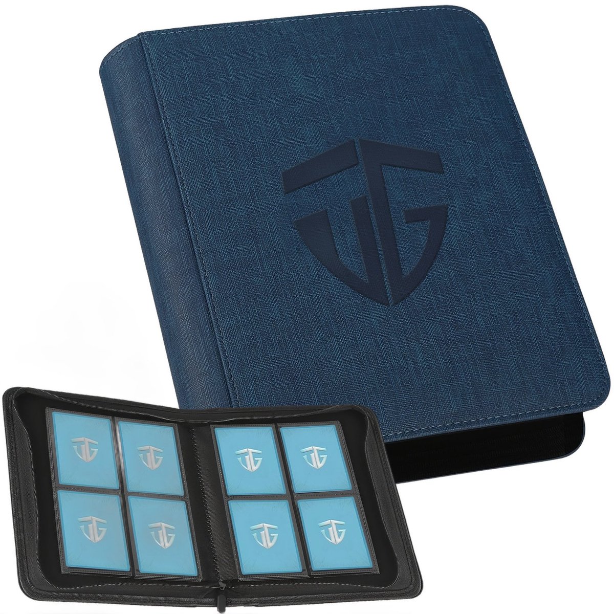 Currero Toploader Binder - Verzamelmap Kaarten - Geschikt voor Pokemon - 4 Pocket - 9 Pocket - 12 Pocket - Trading Card Map - Toploadermap - Donkerblauw - 160 Kaarten