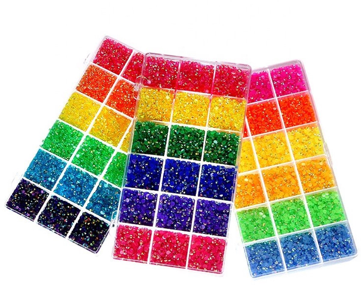 Currero Bedazzle Kit - Bedazzling - Plakstenen - Strass Steentjes - DIY Versieren - Set Met 14.500 Steentjes - 18 Vakken - Nagel Decoratie - AB Glitter - 3/4/5mm - Stijl Q