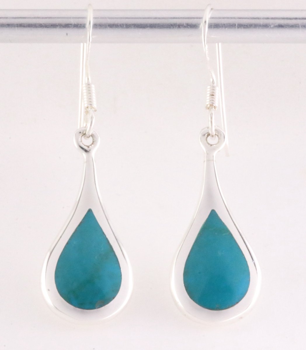 Druppelvormige zilveren oorbellen met chrysocolla