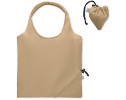 Opvouwbare boodschappentas van gerecycled pre-consumer katoen (70% gerecycled katoen en 30% RPET). 140gr/m². Khaki