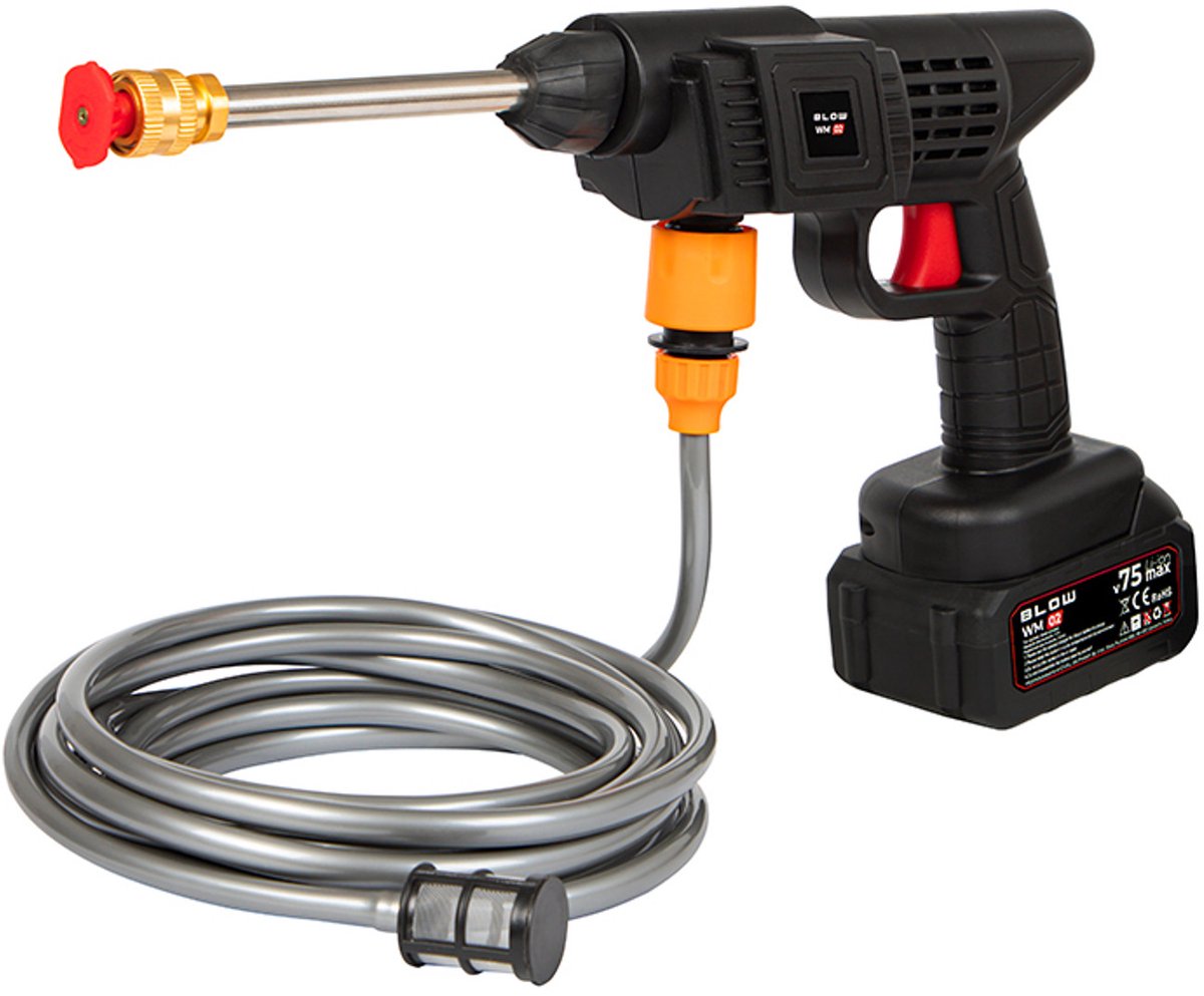Blow accu-hogedrukreiniger, druk tot 26 bar, vermogen 260 W, slanglengte 5 m, waterfilter, verschillende bedrijfsmodi, 44-352#