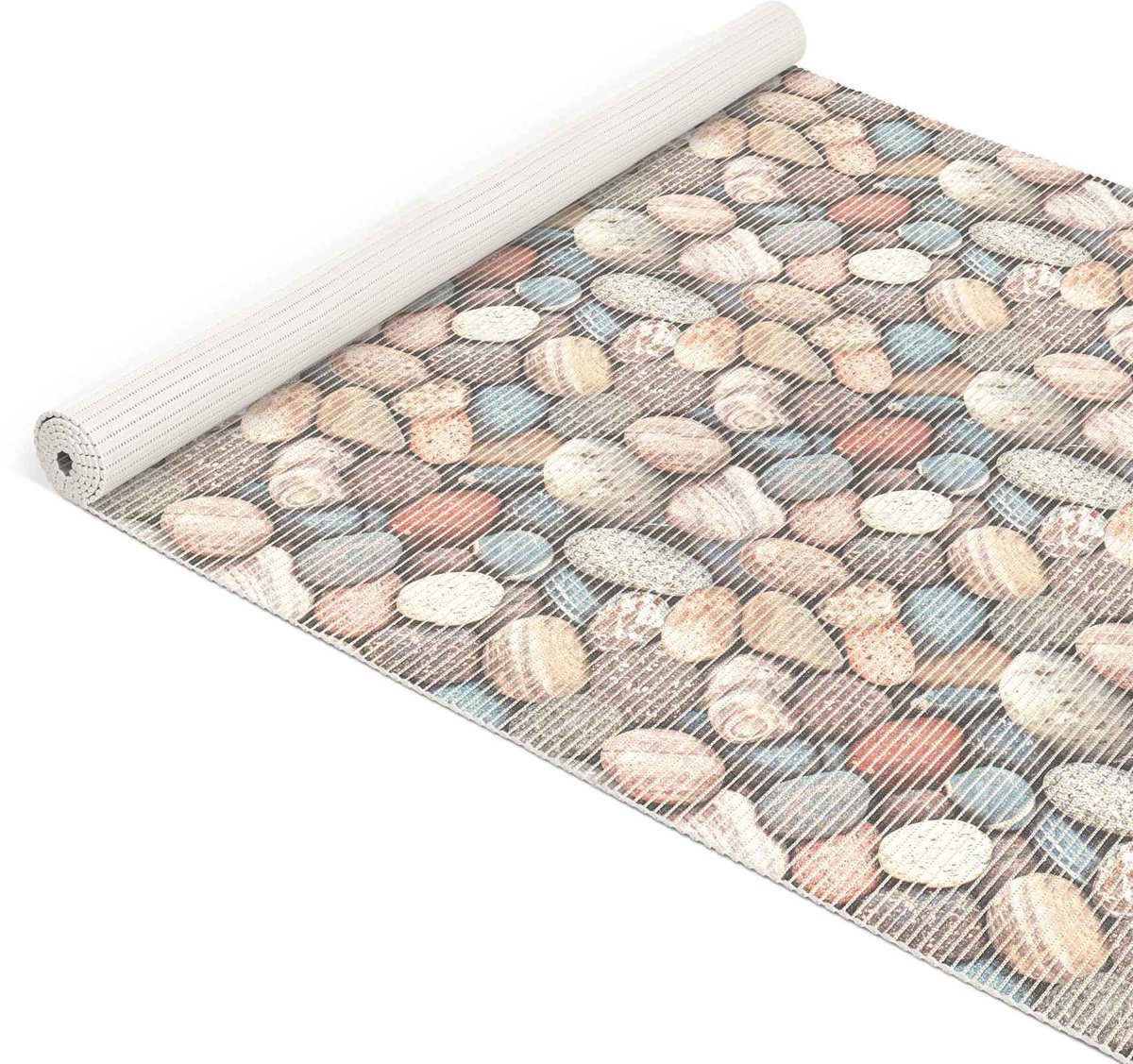ANRO Badmat Stenen Wit 130x350cm Antislip Douchemat Afwasbaar Sneldrogend