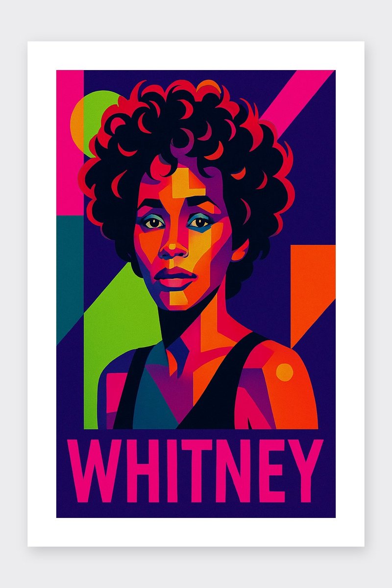 Whitney Houston Poster - Muziek Posters - Pop Art - Iconisch - Passe-Partouts Effect - Wanddecoratie Woonkamer - 180 gram papier - BL6437AZ - Formaat 70 x 100cm