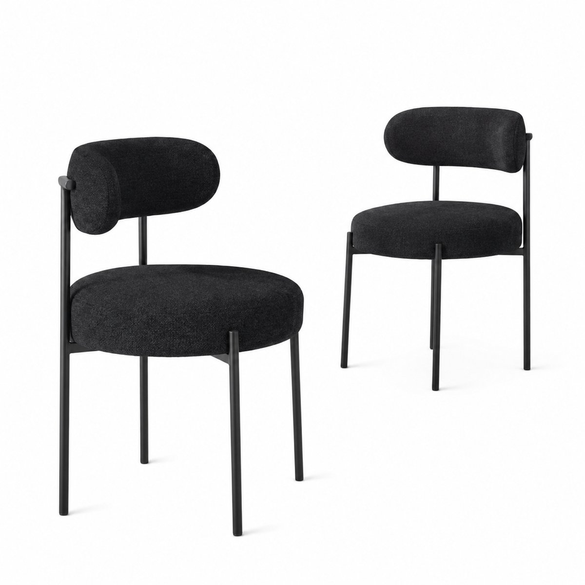 Bresht Stoelen - Eetkamerstoelen - Stoel - Moderne set van 2 - Chenille bekleding - Ergonomische rugleuning - Stevig - Zwart