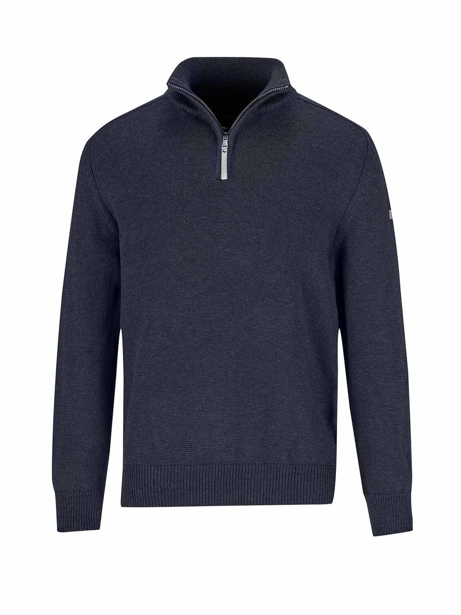 STØRVIK Rune Pullover Heren Fijn Gebreid – Donkerblauw