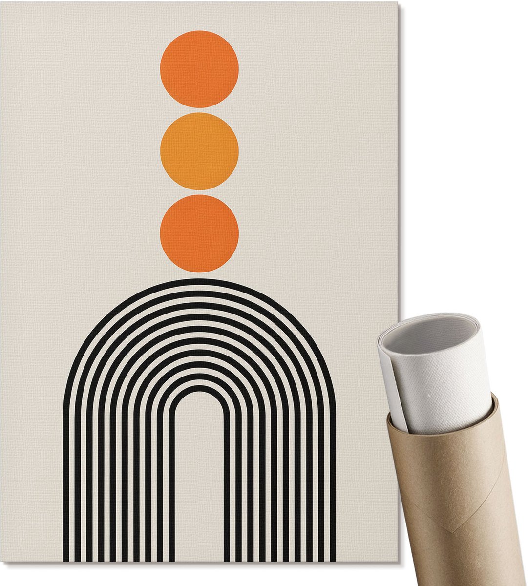 Coloray Polycanvas Wandposter - Moderne Compositie, Illustratie - A4 - Beige Illustratie - Rechthoek - Muurkunst - Woonkamer, Slaapkamer, Kantoor - Geometrische