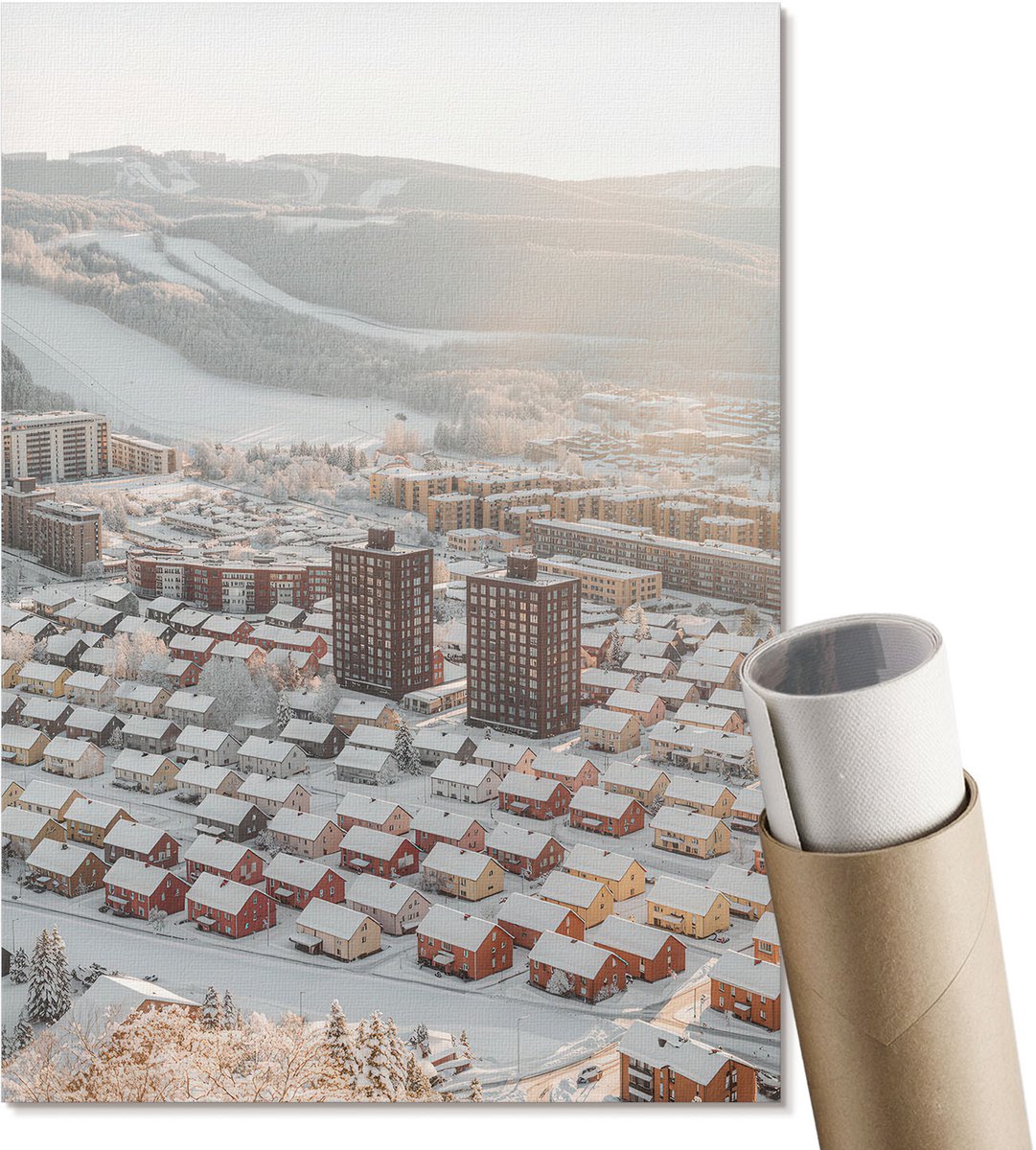 Coloray Polycanvas Poster - Winterpanorama, Fotografie - A4 - Wit Design - Rechthoek - Wandkunst - Woonkamer, Slaapkamer, Kantoor - Modern