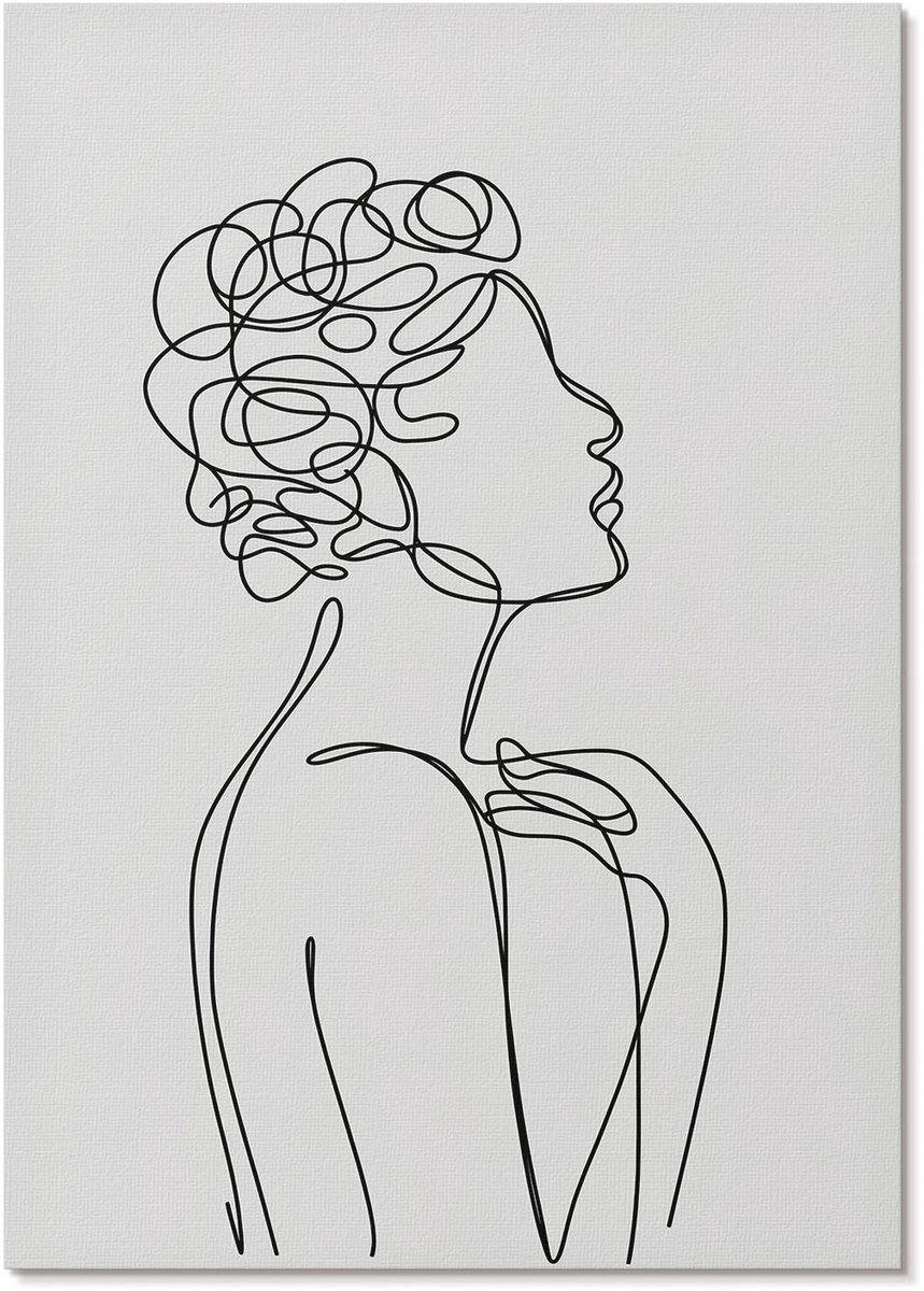 Tulup Polycanvas Wandposter - Lijntekeningen Van Vrouwen, Lijntekening - A4 - Zwart Motief - Rechthoek - Canvasposter - Woonkamer, Slaapkamer, Kantoor - Expressief