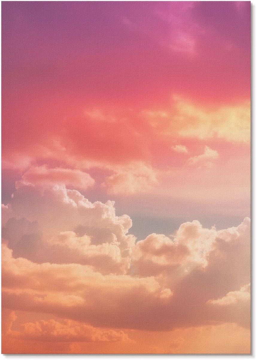 Tulup Polycanvas Wandposter - Zonsondergang, Fotografie - A4 - Roze Decoratie - Rechthoek - Wandkunstwerk - Woonkamer, Slaapkamer, Kantoor - Klassiek