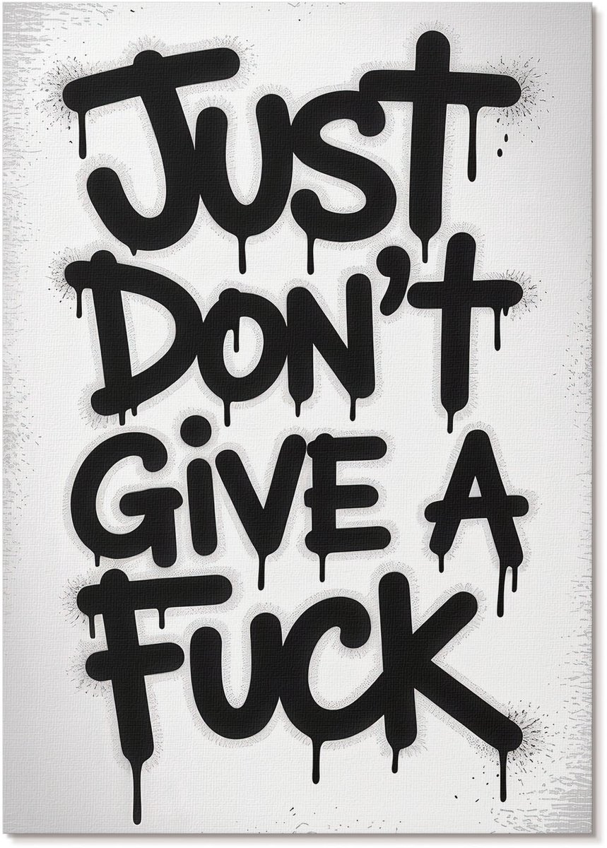 Tulup Canvas Poster Polycanvas - Krachtige Graffiti, Typografie - A4 - Zwart Patroon - Rechthoek - Muurdecoratie - Woonkamer, Slaapkamer, Kantoor - Expressief