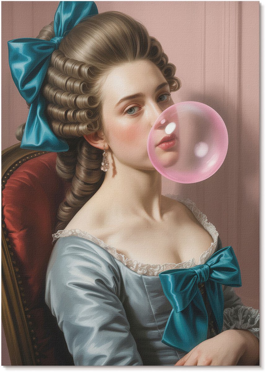 Tulup Polycanvas Poster - Retro Vrouw, Fotografie - A4 - Blauw Kunst - Rechthoek - Wandkunst - Woonkamer, Slaapkamer, Kantoor - Humoristisch