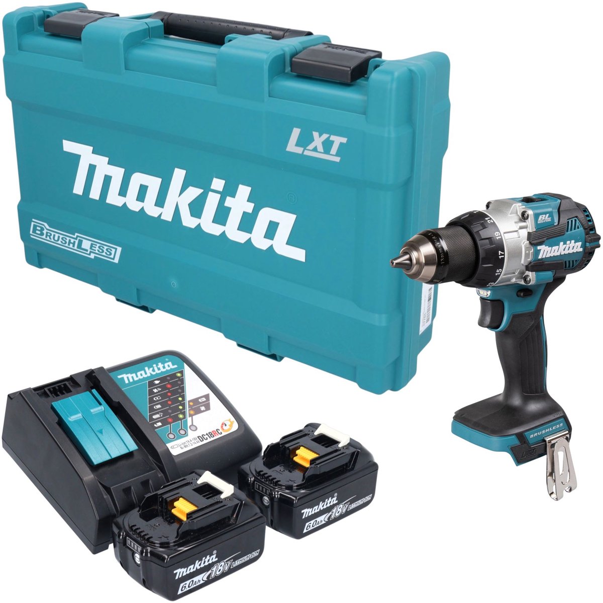 Makita DHP 489 RGK accu-slagboormachine 18 V 73 Nm borstelloos + 2x accu 6,0 Ah + oplader + koffer