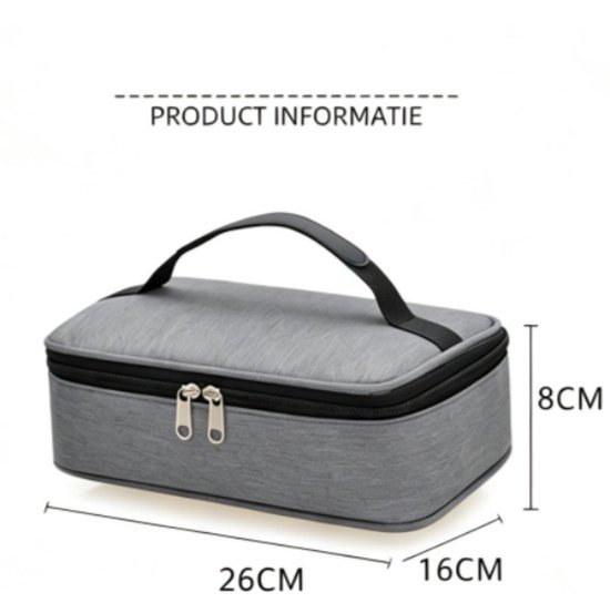1 stuks‑draagbare thermische lunchtas‑warmhouden van voedsel‑aluminium binnenvoering‑draagbaar‑voor studenten‑26x16x8cm‑zwart — afbeelding 2