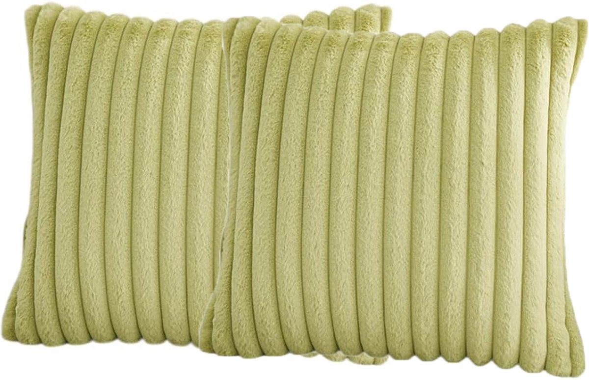 DESMIU Kussenhoes 2 Delig 50 X 50 Cm Zacht Pluche Fluweel Groen Met Verborgen Rits En Kwastjes Voor Bank Bed Stoel En Woonkamer
