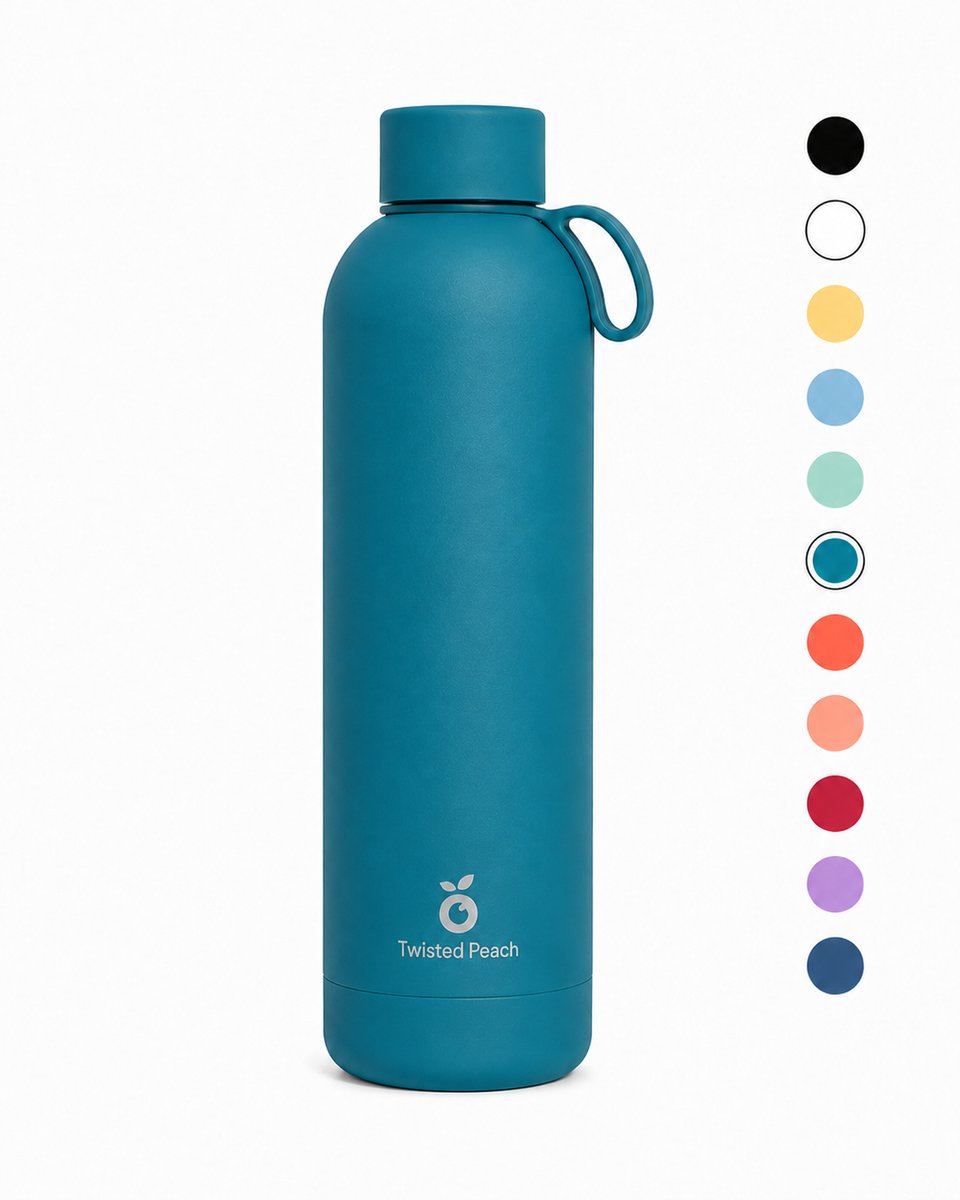 Waterfles RVS | 750ml | Teal | Drinkfles | Dubbelwandig | 24 uur gekoeld | 12 uur verwarmd | Twisted Peach®