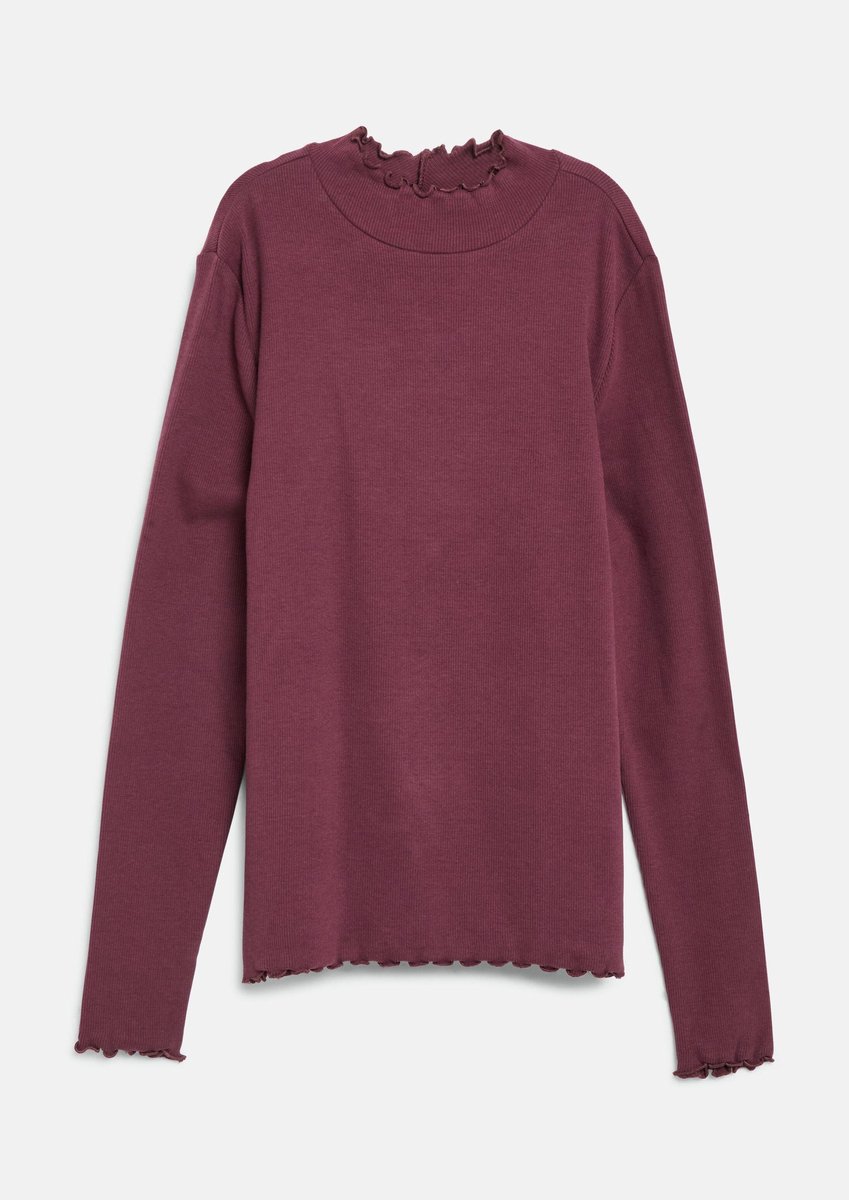 s.Oliver - female - Zacht geribbeld shirt in slim fit met opstaande kraag