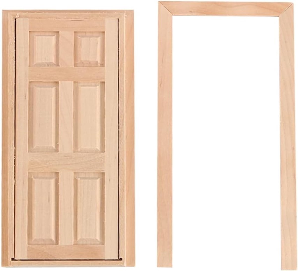 Miniatuur houten deur voor poppenhuis 1:12 schaal, onbeschilderd, DIY vintage deur en raam decoratie accessoires voor poppenhuis inrichting