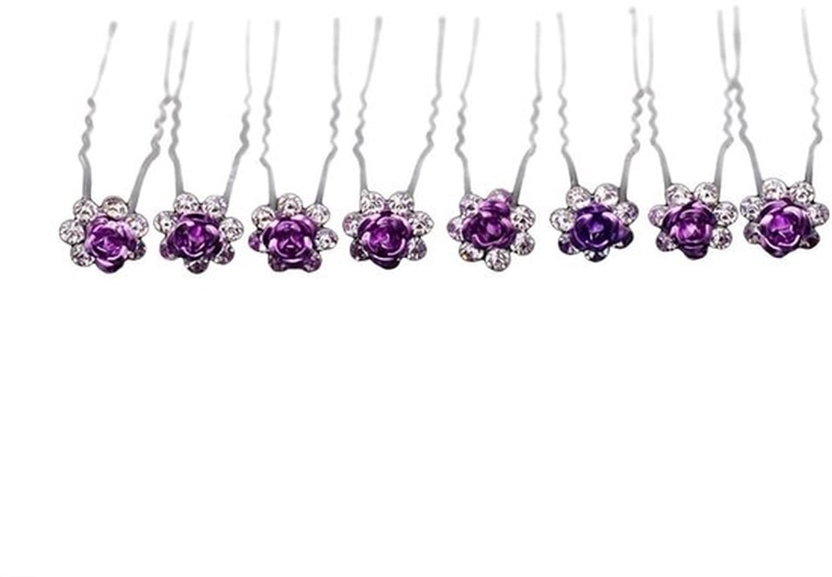 - Haarspelden - Bruidshaaraccessoires - Prachtig en glanzend - Paarse kleur - Crystal haarspelden - Geschikt voor bruiloften en feesten - 2...